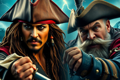 **A Clash of Legends: Captain Jack Sparrow vs. Captain Davy Jones in Stunning 4K**