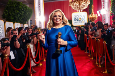Celebrating Triumph: Jennifer Coolidge Shines as Best Supporting Actress at the 2023 Golden Globe Awards