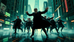 The Epic Clash: Neo Takes on Smith's Clones in The Matrix Reloaded - Open Matte Edition