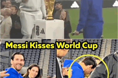 🏆😍 Messi Kisses the World Cup Trophy AGAIN! Exclusive Adidas Event Lights Up Los Angeles 🌟🔥