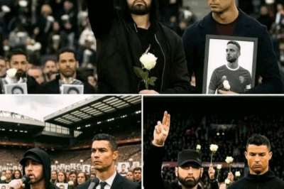 ⚡ SHOCKWAVE AT ANFIELD: Eminem and Ronaldo’s Emotional Tribute to Diogo Jota Ends with Mysterious Symbol That Silences the Crowd!