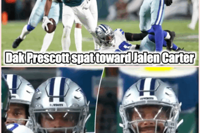 “Dak Started It” — Prescott Caught Spitting First Before Jalen Carter’s Shocking Ejection in NFL Opening Night Chaos
