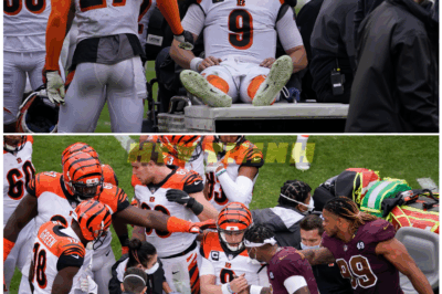 🦊 🚨“ABSOLUTE DEVASTATION!” — JOE BURROW CARTED OFF IN WEEK 11 WITH TORN ACL AS SILENT STADIUM WATCHES IN HORROR… BUT WHAT HAPPENED JUST BEFORE THE INJURY HAS FANS DEMANDING ANSWERS! 😱