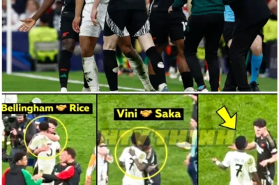 🎭 Passion and Rivalry! Bellingham’s Hug and Vinicius’s Shirt Demand Spark Fire in Arsenal vs Real Madrid Clash! 🔥🔥
