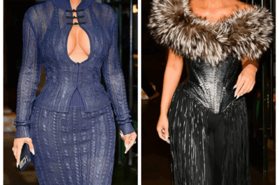 Kim Kardashian nearly spills out of her figure-hugging knit set as she promotes All’s Fair in NYC