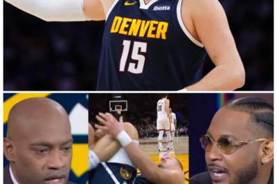 🐘 Jokic’s Knee Injury: Carmelo, Vince, and T-Mac Discuss the Potential Impact on His Game! ⚡ “Following the update on Nikola Jokic’s knee injury, NBA legends Carmelo Anthony, Vince Carter, and Tracy McGrady have chimed in with their thoughts on how this could affect Jokic’s performance and the Nuggets’ season!” Their insights provide a deeper understanding of the implications of this injury. What are their predictions moving forward? 👇
