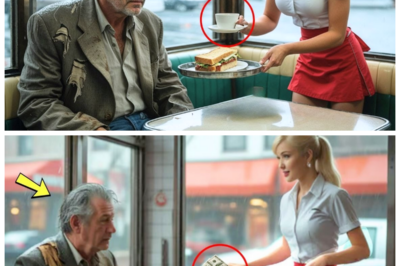 A Kind Waitress Paid for an Old Man’s Coffee—Never Knowing He Was a Billionaire Looking …  A kind waitress paid for an old man’s coffee, never knowing he was a billionaire looking for his future wife.  The downtown cafe buzzed with morning activity as rain pattered against the large windows, blurring the cityscape beyond.  The rich aroma of freshly brewed coffee mingled with the scent of rain soaked pavement, creating a comforting ambience for the patrons seeking refuge from the dreary weather.  Amid the clatter of cups and murmur of conversations, the door swung open, allowing a gust of chilly air to sweep through the cafe.  A man in his early 50s stepped inside, his threadbear coat dripping with rain, and his scuffed shoes leaving faint prints on the polished floor.  His salt and pepper hair was damp, clinging to his forehead, and his eyes held a weariness that spoke of hardships endured.  He approached the counter hesitantly, his gaze flickering over the menu before settling on the young barista behind the register.  With a voice barely above a whisper, he requested a simple black coffee.  As the barista rang up the order, the man reached into his pockets, his movements growing increasingly frantic as he searched for his wallet.  His face pald and he swallowed hard before speaking, his voice tinged with embarrassment.  “I’m I’m sorry,” he stammered.  I must have left my wallet at home.  If it’s all right, could I just sit here for a while until the rain lets up? The barista, a young man with a sharp jawline and an even sharper tongue, crossed his arms over his chest and smirked.  “Look, buddy,” he said loudly, drawing the attention of nearby customers.  “This isn’t a shelter…..