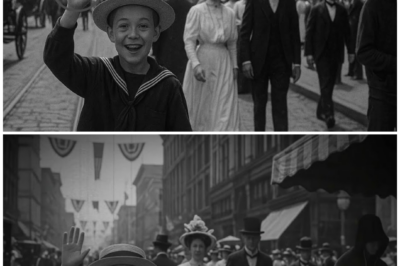 A boy waves at the camera in 1909 — but when they zoom in on the corner of the photo, they realize..