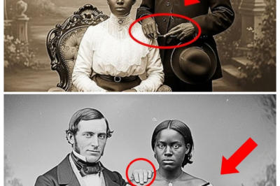 The photo appeared tranquil, depicting two friends, but observed closely the man’s hand on her shoulder.  The afternoon light filtered through the tall windows of the Charleston Historical Society’s restoration lab, casting golden squares across the worn wooden floor.  Dr.Emma Richardson adjusted her magnifying lamp and pulled another photograph from the estate donation box.  This one mounted in an ornate guilt frame.  She carefully removed the protective tissue paper, a studio portrait from the 1850s.  The photograph showed a well-dressed white man and a black woman posed formally before a painted backdrop of a pastoral scene.  They stood close together, the man’s hand resting on the woman’s shoulder.  At first glance, it appeared to be a standard dgeraya type of the era.  Wealthy subjects captured for posterity, the man wore an expensive dark suit with a silk waist coat, his hair padated and neat.  The woman beside him was striking, dressed in a gown of fine tafta with elaborate lace trim, her hair styled in the fashionable ringlets of the period.  The dress alone would have cost a fortune, the kind of garment only the wealthy could afford.  Yet something about the image disturbed Emma’s trained eye.  She had examined thousands of 19th century photographs, and this one felt wrong in ways she couldn’t immediately articulate.  She positioned the dgeraype under the highresolution scanner, a tool that had revealed countless hidden details and historical images over her 15-year career.