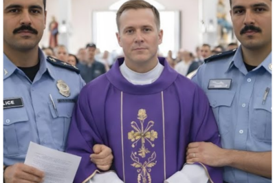 A Priest Was Handcuffed During Consecration at a Mass Dedicated to Virgin Mary But Jesus Intervened  My name is Father Thomas Brennan.  I am 43 years old, an American citizen born in Maplewood, New Jersey.  And on the afternoon of September 22nd, 2023, I stood at the altar of an abandoned church in Mana, Bahrain, with handcuffs locked around my wrists and the consecrated host lying untouched before me.  I was being dragged away from the holiest moment of the mass for the crime of celebrating my faith in a land where Christianity exists only in the shadows.  The officers gripped my arms.  My congregation wept.  The rosary rose from the pews like a battlecry.  What happened next shook everyone who witnessed it and changed my life forever.  But to understand that moment, you must first understand the journey that led me there.  This is the story of how I was sent to a forgotten church in an Islamic nation.  How I was arrested during the consecration of the Eucharist and how Jesus himself intervened when all hope seemed lost.  I grew up in a home where faith was not loud but constant.  My mother attended mass every Sunday without fail.  My father worked long hours at a factory, but he never missed grace before meals.  We were not wealthy.  Our house was small, the paint peeling on the outside, the floors creaking with every step.  But there was something in that home that money could not buy.  There was peace.  There was prayer…………. Full in the comment 👇