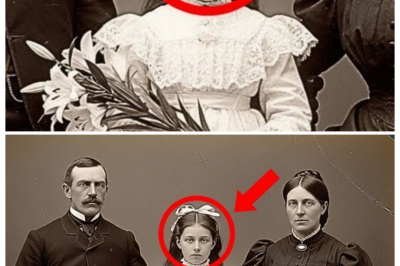 This 1901 studio portrait looks normal — until experts zoomed in on the child’s eyes Dr.Sarah Brennan’s hands trembled slightly as she adjusted the highresolution scanner over the faded photograph. The basement archive of the Boston Heritage Museum was cold, smelling of old paper and preservation chemicals. She had been cataloging donated Victorian photographs for 3 weeks now, and most had been unremarkable. Stiff portraits of forgotten families, their stories lost to time. This one seemed no different at first glance. A studio portrait dated 1901, stamped on the back with the name Whitmore Photography Studio, Lawrence, Massachusetts. A well-dressed couple stood rigid, the man’s hand on his wife’s shoulder. Between them sat a small girl, perhaps 6 years old, in a white-laced dress with ribbons in her dark hair. The child’s hands were folded neatly in her lap, holding a small bouquet of white liies. Sarah began the scanning process, watching as the digital image appeared on her computer screen in extraordinary detail.
