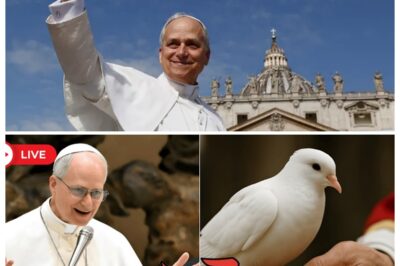 POPE LEO XIV EXTENDS HIS HAND BEFORE A SILENT BASILICA