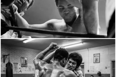 That scorching July afternoon in 1973, I walked into Bruce Lee’s private studio in Los Angeles, thinking I’d get another typical martial arts interview. You know, the usual stuff about discipline, training routines, maybe some philosophical quotes about water. I, Michael Chen, sports reporter for the LA Times, and I’d done hundreds of these interviews. But what Bruce told me that day, man, it shook me to my core. He was in the middle of a workout when I arrived. Shirtless, sweat dripping, attacking a heavy bag with sounds that didn’t seem human. Each strike was so fast my eyes couldn’t track it. The bag was practically begging for mercy. “His students stood in the corner, watching in complete silence, like they were witnessing something sacred.” “Mike,” he called out, flashing that famous smile. “Come in. Come in. Let me finish this round.” 3 minutes later, the bag looked like it had survived a war. Bruce grabbed a towel, barely breathing hard, and sat down across from me. That’s when I noticed something different in his eyes. Not the usual calm, focused Bruce. This was something else. Anger? No, more like determination mixed with frustration. You want to know what really grinds my gears? He said, not even waiting for my first question. Everyone keeps asking me the same stupid question. Bruce, who would win, you or Muhammad Ali? Like it’s some fantasy that’ll never happen. I pulled out my notepad, sensing this was going somewhere big. Well, it’s a fair question, isn’t it? I mean, he’s the heavyweight champion, and you’re I’m what? Bruce cut me off, leaning forward. 5’7, 135 lb, a movie star playing at fighting. His voice had an edge I’d never heard before. Let me tell you something, Mike. Size means nothing. Weight means nothing. Those are excuses weak minds use to avoid the truth. He stood up and started pacing. Alli’s team, they called me last month. Did you know that? They wanted me to choreograph some moves for him, make him look good for a commercial. I said, “Sure, but only if he comes here. Only if he steps into my world first. My pen was racing across the paper. This was gold. And did he come? Bruce’s smile turned cold. He sent his bodyguard instead. A guy named Williams. Big dude about 6’4, 240 lb. Former boxer, tough as they come. He walks in here with this smirk, you know, like he’s doing me a favor just by showing up. One of Bruce’s students, a guy named Dan, shifted uncomfortably in the corner. I caught his eye and he quickly looked away. Whatever happened next, he’d seen it. So I told Williams, Bruce continued, “Tell your boss I have a message for him. Tell Muhammad Ali that he can’t touch me. Not in a ring, not in a cage, not in a street fight. The man who floats like a butterfly. I’ll clip his wings so fast he won’t know what dimension he’s in.” I stopped writing. Bruce, you serious? You’re challenging Muhammad Ali. I’m not challenging him, Mike. He walked over to a wall where newspaper clippings hung. Alli’s victories. Alli’s quotes about being the greatest. I’m stating a fact. And I’m tired of people treating it like a joke because of what I weigh or because I’m in movies. He turned back to me and I swear his eyes were different. Darker. That bodyguard Williams. He laughed when I said it. actually laughed. So I asked him if he wanted to deliver the message in person or if he wanted a demonstration to take back to Ali. And I was on the edge of my seat. He chose the demonstration. Bruce’s voice dropped almost to a whisper. Biggest mistake of his life. Dan in the corner closed his eyes like he was reliving a nightmare. What happened? I asked. Bruce sat back down, his expression dead serious. I’m going to tell you something, Mike, but you have to understand this isn’t about ego. This isn’t about fame. This is about respect. This is about proving that everything I teach, everything I believe about combat is real. He paused, making sure I was really listening. Williams was a professional fighter, trained, experienced, confident, and in 60 seconds, I didn’t just beat him. I dismantled everything he thought he knew about fighting. When he left here, he wasn’t walking straight, and the look in his eyes. Bruce shook his head. That was a man who’d seen something that broke his understanding of what’s possible. Stage two, the confrontation I had to ask. Bruce, what exactly did you do to this guy? He leaned back, cracking his knuckles. You know what the problem with boxers is, Mike? They’re trained for one thing: punching. They think the whole world operates inside those ropes with those padded gloves with those rules. Three minute rounds, bells, referees. It’s a game to them. And to you, to me, fighting is survival. It’s truth. There are no rounds in a real fight. No one rings a bell when you’re in trouble. He stood up and moved to the center of the room. Williams came in here with a boxer’s mindset, hands up, footwork ready, looking for openings to throw hooks and jabs. classic Muhammad Ali style, his boss taught him. Well, Bruce started moving, showing me. So, I told him, “Throw your best punch right now. Don’t hold back. Pretend I’m the enemy.” He looked confused at first, but then he smiled. That cocky smile. He thought I was being arrogant, giving him a free shot. Dan spoke up from the corner, his voice quiet. I tried to warn the guy. I really did. What happened when he threw the punch? I asked. Bruce’s eyes lit up. He threw a straight right fast. Really fast. The kind of punch that had probably knocked out dozens of guys in the ring. But here’s the thing, Mike. I wasn’t there when it arrived. You dodged it. I didn’t dodge anything. I was never in its path to begin with. See, while his brain was telling his arm to punch, I was already reading his shoulder, his hip, his eyes. By the time his fist moved, I’d already repositioned. And while he was recovering from hitting air, wondering where I went, Bruce mimed a lightning fast strike to the throat, stopping just inches from my neck, I actually flinched. I was already behind his defense. The room felt colder suddenly. This wasn’t a movie. This wasn’t choreography. This was real. Williams stumbled back, confused. Lucky, he said. So I told him again. Throw 10 punches. Throw 20. Throw until you hit me. Bruce started laughing, but there was no joy in it. Mike, this man threw everything he had. Jabs, crosses, hooks, uppercuts. His fists were flying so fast it sounded like thunder in here. And you know how many connected? I shook my head. Zero. Bruce held up his hand, making a circle with his fingers. Not one. And I wasn’t even trying hard. I was just proving a point. Then I asked him, “You ready for me to move now?” Dan interrupted again. That’s when it got scary. Scary how? I turned to him. Bruce didn’t just dodge anymore, Dan said. He started countering. Every punch Williams threw, Bruce would slip it and tap him. Just tap on the nose, on the ribs, on the jaw. Light touches, but the message was clear. I could end you right here, but I’m choosing not to. Bruce nodded. After about 30 seconds of this, Williams wasn’t cocky anymore. He was frustrated, then angry, then scared. I could see it in his eyes. The realization that everything he knew about fighting didn’t apply to me. His size didn’t matter. His reach didn’t matter. His power didn’t matter because he couldn’t land anything. So, when did you actually hit him? I asked. When, he asked me to. Bruce’s face went serious again. He stopped breathing hard and said, “Okay, I get it. You’re fast. But can you actually hurt someone my size?” And I told him, “You really want to find out?” He nodded. Said he needed something to tell Ally. Proof. The room went quiet. Even the traffic noise from outside seemed to disappear. I gave him one shot, Bruce said. One punch. Asked him where he wanted it. He pointed to his stomach, probably figuring his abs could take it. Smart choice, actually. Safer than the head. Bruce walked over to his training dummy. I told him to tense up, get ready, brace himself. Then I hit him. And Mike, this guy was 240 lb of muscle. Former heavyweight boxer, tough as they come. My fist went into his stomach. Bruce demonstrated on the dummy. his strike making a sound like a whip crack. And he folded like a lawn chair, not because of the impact, because of what happened inside. Internal damage. I hit him in a way that shut his body down. Not his muscles, his nervous system. It’s something I learned studying Wing Chun. Adapted from studying anatomy, perfected through understanding energy transfer. When done right, it doesn’t matter how strong you are, your body just quits, Dan added. He threw up right there on the floor. Couldn’t stand up straight for 5 minutes. Bruce continued. When he could finally talk, I helped him up, gave him water, and I told him very clearly, “Tell Alli, this isn’t a challenge. This is an invitation. Come see for himself. We don’t have to fight. We can just train.” But if he wants to test this, if he really believes size and weight are everything, then I’m here anytime. What did William say? He asked me, “What are you?” Not, “Who? What?” Like I was something he’d never encountered before. Bruce sat back down. I told him, “I’m just a man who refuses to accept limits. Now go tell your boss that all his talk about being the greatest, it’s only true in boxing. in a real fight with no rules, no rounds, no referee. He can’t touch me. I sat there stunned, trying to process what Bruce had just told me. So, what happened next? Did Williams actually deliver the message? Bruce laughed. A real laugh this time. Oh, he delivered it. All right. 3 days later, my phone rang. It was someone from Alli’s camp. Not Alli himself, but one of his managers. And man, this guy was angry. like really angry. What did he say? He told me I was disrespecting the greatest boxer who ever lived, that I was out of line, that Bruce Lee was just a movie star who didn’t understand real combat sports. Bruce’s smile faded. Then he said something that really got under my skin. He said, “Ally could kill you with one punch. You’re what, 130 lb? He’d break you in half.” I could see the fire building in Bruce’s eyes again as he remembered it. So I told him, “Set it up then, private. No cameras, no press, no audience. Just me, Ali, and whoever he wants to bring as witnesses. We’ll see who breaks who.” Bruce paused. You know what he said? He laughed. Actually laughed and said, “Alli doesn’t fight circus acts. He fights real champions.” Circus act? I couldn’t believe it. That’s what he called me, a circus act. Bruce stood up and started pacing again, his energy crackling through the room. Mike, I’ve spent my entire life perfecting my art. I’ve studied every fighting style on the planet. I’ve broken down human biomechanics to a science. I’ve trained with masters from five different countries. And this guy, sitting in his comfortable office, calls me a circus act. Dan spoke up again. That’s when Bruce made the call. What call? I asked. Bruce stopped pacing. I called a press conference. Well, not officially, but I made some calls to friends in the media. Told them I had something big to announce. Something about Muhammad Ali. My heart started racing. Bruce, you didn’t. I did. 2 days later, I stood in front of about 20 reporters and I said it on record. Muhammad Ali claims to be the greatest fighter alive. I publicly challenge that claim. Not his boxing. He’s the greatest boxer, no question. But as a fighter, as a martial artist, he’s limited by rules he’s never questioned. I’m willing to prove this publicly or privately in any format he chooses. But if he refuses, then everyone will know the truth. He’s only the greatest within the boundaries of his sport. Jesus, Bruce, that must have caused chaos. Chaos? He laughed. Mike, within 3 hours, my phone was ringing off the hook. Sports Illustrated wanted an interview. ABC wanted me on their show. Even some bookies in Vegas started talking about setting odds. He shook his head. But the most interesting call came from someone I didn’t expect. I leaned forward. Who? Ali himself. The room went dead silent. Even Dan looked surprised. Muhammad Ali called you directly. At midnight, I was here training alone and the phone rang. I almost didn’t answer, but something told me to pick up. Bruce’s voice got quieter and there he was, that voice everyone recognizes. Bruce Lee, he said, “This is Muhammad Ali. We need to talk.” I was scribbling furiously in my notepad. This was incredible. What did he say? First, he told me I had a lot of nerve. Said, “Nobody talks about the greatest like that and gets away with it.” His voice had that edge, you know, that competitive fire. But then Bruce paused and I saw something in his expression I’d never seen before. Respect. Then he said something that surprised me. He said, “But you got heart, little man. I respect that. So let’s settle this like men.” He agreed to fight you. Not exactly. He said, “Meet me, Los Angeles, neutral ground. We’ll talk face to face, and if you still want to do this after we talk, we’ll figure something out.” So I agreed. We set a time and place. A private gym in downtown LA owned by a mutual acquaintance. 3 days from then, 10 p.m., no press, no cameras, just us and a few trusted people. Dan nodded. I was one of the people Bruce brought. Who else was there? I asked. On my side, Dan and two other students. On Alli’s side, he brought three people. His trainer, Angelo Dundee, that bodyguard, Williams, who I’d already met, and another guy I didn’t recognize. turned out to be a lawyer, probably there to make sure nothing official happened that could mess up Alli’s contracts. Bruce sat back down and his whole demeanor changed like he was back in that moment. We met at exactly 10 p.m. The gym was old, kind of run down, but it had a full-size boxing ring in the center, just a few overhead lights casting shadows everywhere. Very dramatic. He smiled at the memory. Ally walked in wearing a tracksuit, looking as confident as ever. 6:30, 215 muscles for days. When he stood next to me, the size difference was significant. Were you intimidated? Not even a little, but I was curious. This was Muhammad Ali, the man who beat Sunonny Liston, who fought Joe Frasier three times, who refused to go to Vietnam and lost everything, then came back stronger. I respected him, Mike. Still do. Just because I think I can beat him doesn’t mean I don’t respect him. what happened when you met? He looked down at me and I mean down. He’s got almost a foot on me and he said, “So, you’re the little dragon everyone’s talking about.” Then he smiled, that big charismatic smile. “You really think you can beat me?” And I looked right back up at him and said, “I don’t think. I know.” Dan added, “The tension in that room was insane. You could feel it.” Ali’s smile faded, Bruce continued. He said, “All right, then. Let’s see what you got.” He started taking off his tracksuit jacket. Angelo tried to stop him, saying this wasn’t a good idea, but Ally waved him off. “It’s just sparring, Angie. Just want to see what the kid can do.” I could barely breathe. You sparred with Muhammad Ali. Bruce’s eyes locked onto mine. “Mike, what happened in that ring over the next 11 minutes? Only nine people witnessed it, and every single one of them was sworn to secrecy.” Ally stepped into the ring first,” Bruce said, his voice taking on an almost reverent tone. “He moved like poetry, you know, that shuffle, that bounce. Even just warming up, he was mesmerizing. The man was born to be in a ring.” I watched as Bruce stood up, mimicking Alli’s movements. The contrast was stark. Allie’s flowing, bouncing style versus Bruce’s coiled, explosive energy. I climbed in after him. No gloves. That was the first thing Alli noticed. He looked at Angelo and said, “He’s not wearing gloves.” And I told him, “In a real fight, nobody wears gloves, but if it makes you comfortable, I’ll put some on.” You know what he said? I shook my head. He said, “No, man. If we’re going to do this, let’s do it real.” Then he took off his gloves, too. Angelo looked like he was going to have a heart attack. Bruce laughed, but Ally was serious. He wanted to know. He wanted to see if what I was saying had any truth to it. Dan interjected. I remember thinking this is either going to be the coolest thing I ever see or a complete disaster. We started slow. Bruce continued. Alli threw a few jabs, testing my reaction time. Light stuff, probably 60% speed, and I slipped them just like I did with Williams. But Alli, he’s different. He immediately adjusted. Second round of jabs came faster from different angles. He was learning. Could you still dodge them? Every single one. But here’s what impressed me about Alli. He wasn’t getting frustrated like Williams did. He was studying me. I could see his eyes watching my shoulders, my hips, trying to find a pattern. Bruce smiled with genuine admiration. The man’s a genius in the ring. An absolute genius. Then what happened? He said, “Okay, so you’re fast. Real fast. But let’s see how you handle pressure. And he started coming forward, throwing combinations. Jab, jab, cross, hook, jab, cross, uppercut. Not full power, but full speed. And Mike, it was beautiful. Like watching a master musician play. I could see Bruce was reliving it, his hands moving as he described each punch. But I wasn’t just dodging anymore. I started countering. Every time he threw a jab, I’d slip and tap his ribs. Every time he threw a cross, I’d duck and tap his kidneys. Light touches just like with Williams. Showing him I could get in. How did he react? He stopped, stepped back, and laughed. Actually laughed. He said, “Okay, you got some skills, little man, but those love taps ain’t going to hurt nobody. Let’s see you actually hit.” So I asked him, “Are you sure?” And he puffed out his chest and said, “I’m the greatest. Hit me with your best shot.” Dan’s eyes went wide like he was watching it happen again. I set my feet, chambered my fist, and threw a straight punch right to his solar plexus. Not full power, maybe 70%, but with proper technique, full hip rotation, full body mechanics, 1-in punch principle. Bruce demonstrated in slow motion the impact. Mike Alli’s eyes went huge. He actually took a step back. Did it hurt him? He didn’t double over like Williams, but I saw something in his face. Surprise. Maybe a little bit of pain. He rubbed his chest and said, “Damn, you got some pop in those little hands.” Then he smiled again, but this time it was different. Competitive. My turn. The room felt electric. As Bruce continued, Angelo shouted, “Ali, no!” But Ally was already moving. He threw a left hook, probably 80% power, aimed at my head. In boxing, that punch ends fights. It’s devastated dozens of professional fighters. Bruce paused. I wasn’t there when it arrived. You slipped it? I dropped under it, used his momentum against him, and swept his front leg. Not hard enough to take him down. He’s too good for that. Too balanced, but enough to disrupt him. And in that half second where he was recovering his balance, I was already repositioned behind him with my fist hovering an inch from his kidney. What did Ally do? He froze. Completely froze because he realized in a real fight that would have been over. Kidney shot, liver shot, spine. I could have hit any of them. Then he turned around slowly and looked at me with this expression I’ll never forget. It wasn’t fear. It wasn’t anger. It was recognition. Dan spoke softly. That’s when everything changed. “What do you mean?” I asked. Bruce sat on the edge of the ring, his legs dangling. Ally said, “You’re for real, aren’t you?” And I said, “I tried to tell you.” Then we went again, but this time something was different. We weren’t trying to prove anything anymore. We were exploring. Exploring what? The limits. His limits, my limits. For the next 8 minutes, we pushed each other in ways neither of us had ever been pushed before. Ally would throw combinations that would destroy any boxer alive, and I’d slip through them like smoke. Then I’d attack with techniques he’d never seen. Wingchun trapping, Jeet do footwork, tie clinch setups, and he’d adapt on the fly. Bruce’s voice grew quieter, more intense. There was this one moment, maybe 6 minutes in, where we were both breathing hard. Ally threw a faint jab. I bit on it and he caught me with a right cross. Just grazed my chin, but it was the first time he’d landed anything clean and the power. Bruce touched his jaw. Mike, if that had been full contact flush on the chin, I don’t care how tough you are. You’re going to sleep. So, he can hit you. If I make a mistake, absolutely. That’s what I’m trying to tell you. This isn’t about me being invincible. It’s about different rule sets. In a boxing ring with boxing rules, Ali is unstoppable. But in my world with my rules, Bruce’s eyes hardened. I can hit him 10 times before he lands once. And my shots don’t need to be knockouts. They’re designed to disable to shut down systems to end fights quickly. After that, Cross grazed me. Something shifted in the room,” Bruce said, his voice distant, like he was watching it unfold again in his mind. Ali stepped back, breathing heavy, and he looked at his hands. Then he looked at me, and he said something I’ll never forget. You know what the difference is between you and me? I waited, my pen hovering over the paper. I asked him, “What?” And he said, “I fight to win. You fight to survive. And survival, that’s a whole different animal.” Bruce’s expression softened. In that moment, Mike Muhammad Ali understood. He got it. This wasn’t about ego or proving who’s better. It was about the fundamental difference between sport and combat. Dan nodded. That’s when Angelo stepped in. Yeah, Bruce confirmed. Angelo climbed into the ring, put his hand on Alli’s shoulder, and said, “Champ, this has gone far enough. We got training tomorrow.” But Ally waved him off. He looked at me and said, “One more round, but this time no holding back. You and me for real. 30 seconds.” My heart was pounding. 30 seconds. Full contact. Full contact, full speed, no rules except one. We stop if someone taps out or goes down. Bruce stood up, his energy crackling. Angelo lost his mind, started yelling about contracts, about the foreman fight coming up, about liability, but Ally was locked in. He said, “Angie, I need to know. I need to see what happens when I really cut loose on this man.” What did you say? I said, “Yes, of course I said yes.” This was Muhammad Ali asking me to test everything I believed about fighting. How could I say no? Bruce started pacing again. But I also told him, “If we do this, really do this, someone’s getting hurt. Maybe me, maybe you. You ready for that?” And he looked me dead in the eye and said, “Little dragon, I’ve been ready my whole life.” The room felt like it was shrinking. Dan’s face had gone pale. Angelo was arguing. The lawyer was literally trying to pull Ally out of the ring, but Ally wasn’t hearing it. He told them, “Either you stay quiet and watch or you leave. But this is happening.” Bruce smiled grimly. That’s when I knew this was the real Muhammad Ali. Not the showman, not the entertainer, the warrior. How did it start? We touched fists. Old school respect. Then Angelo, even though he hated it, agreed to count us down. 10 seconds to get ready, then 30 seconds of war. Bruce’s hands clenched into fists. Those 10 seconds felt like an hour. I could hear my heartbeat. I could feel every muscle in my body coiling up, and I could see Ally transforming. His face went blank, empty. That’s when I knew he wasn’t playing anymore. 3 2 1 go. Bruce mimicked Angelo’s countdown. Ally exploded forward with a speed I hadn’t seen yet. He’d been holding back the whole time, and now he was unleashing everything. Combinations I couldn’t fully track. Left, right, left, hook, uppercut. It was like fighting a hurricane. I was barely breathing. Could you still dodge? Most of them, but not all. He clipped my shoulder with a hook. Felt like getting hit with a baseball bat. Tagged my ribs with a cross. I swear I felt them flex. The man was trying to take my head off and he was getting closer with every punch. Bruce touched his ribs unconsciously. But here’s the thing about real fighting, Mike. You don’t need to dodge everything. You just need to survive long enough to strike back. What did you do? I waited for my opening. Ally threw a massive right cross, fully committed, probably 95% power. It was the kind of punch that knocked out Cleveland Williams. Demolished Ernie Terrell. If it landed flush, this interview wouldn’t be happening because I’d still be unconscious. Dan whispered. I thought he was dead. I ducked under it by maybe an inch. Bruce continued, his voice intense. I felt the wind from his fist pass over my head, and in that split second where he was extended, offbalance, committed to the punch. I went low and drove a knee toward his midsection. Did it land? Bruce paused, and I saw something flicker in his eyes. regret. It would have. It was on target, full power, the kind of knee strike that ruptures organs. But at the last microcond, I pulled it. Stopped it half an inch from his body. Cuz I realized something, Mike. If I landed that strike for real, I might seriously injure one of the greatest athletes alive. And for what? Pride proving a point? The room was dead silent. What happened then? Time stopped. We were frozen there, Ally fully extended from his punch, me with my knee stopped just before impact, both of us breathing like we’d run a marathon, and we just looked at each other. Bruce’s voice cracked slightly. Then Angelo shouted, “Time 30 seconds, but neither of us moved.” Alli looked down at my knee, less than an inch from his ribs, and he knew. He knew that in a real fight with real intentions, that would have been the end. Then he looked at my face and I’ll never forget what he said. Bruce paused. You really could do it, couldn’t you? You really could beat me. I felt chills run down my spine. I stepped back, lowered my knee, and told him the truth. Maybe. But you could beat me, too. That last punch, if it connected, I’d be done. This isn’t about who’s better, Alli. We’re playing different games. Bruce sat down heavily. And that’s when Muhammad Ali did something that changed everything. What? He laughed. Started laughing so hard he had to hold his sides. Then he put his arm around my shoulder. His arm was so long it wrapped almost all the way around me. And he said, “Bruce Lee, you’re absolutely insane. And I respect the hell out of you for it.